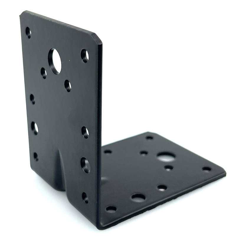 Úhelník s prolisem - černý 10ks 90x90x65x2,5mm