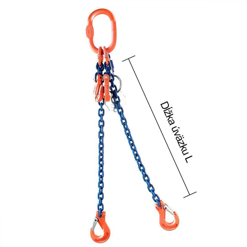 Řetězový závěs oko-2 háky tř 100 se zkracovačem (6,5 m, 3550/2500 kg, 8 mm)