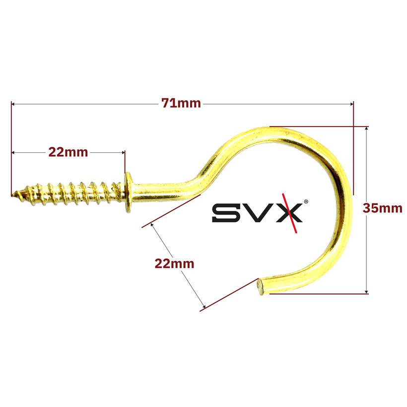 Hák s límcem mosaz 50mm