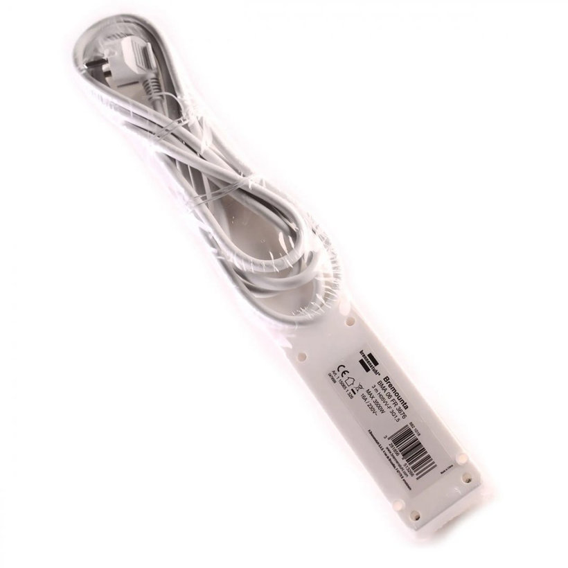 Prodlužovací kabel Bremounta, montovatelný, bílý 3m