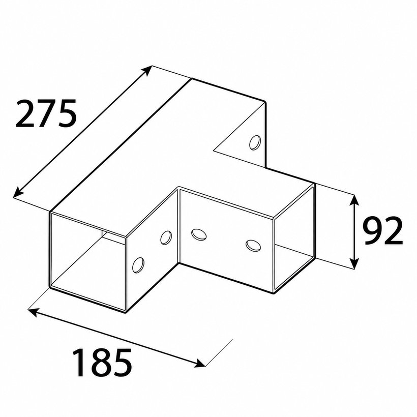 Spojka čtvercového nosníku GPT 90 černá 185x92x275 mm