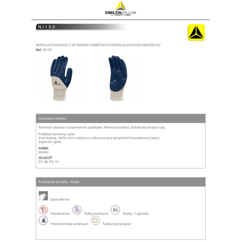 Pracovní rukavice NI150 08