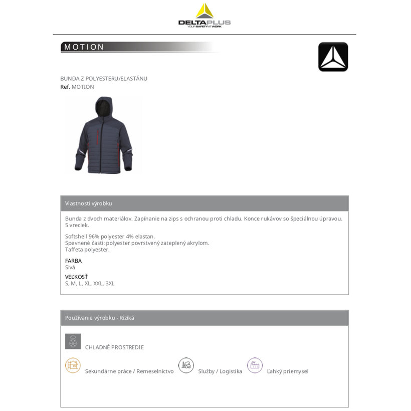 Pracovní bunda MOTION L