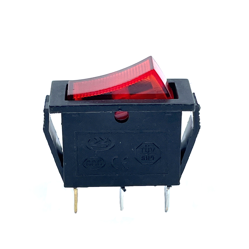 Kolébkový vypínač ON-OFF červený podsvícený, 16A, 250V