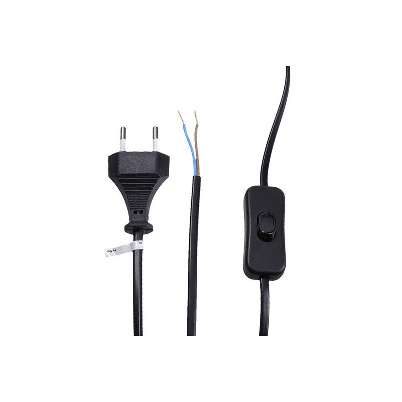 Flexo šňůra 2m 2x0,75 černá plochá - vypínač