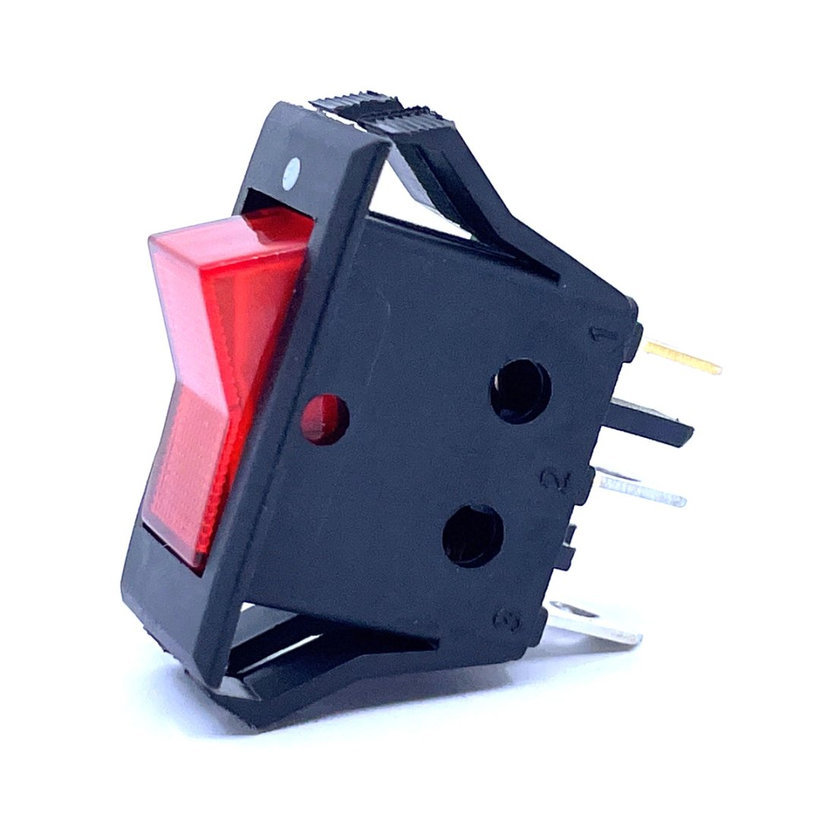 Kolébkový vypínač ON-OFF červený podsvětlený, 16A, 250V