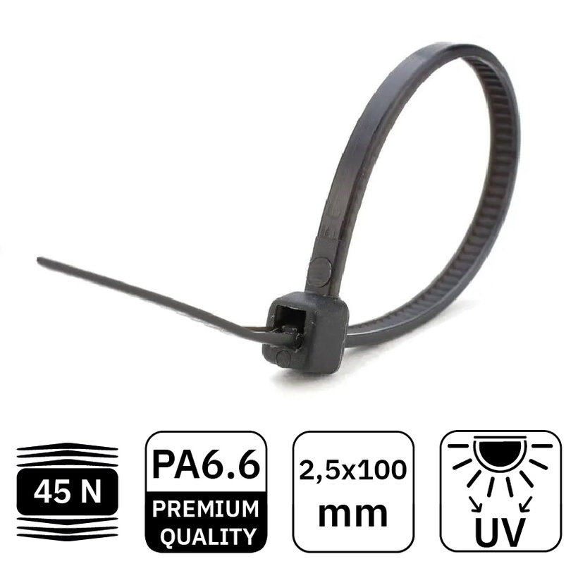 Stahovací páska černá 2,5x100mm