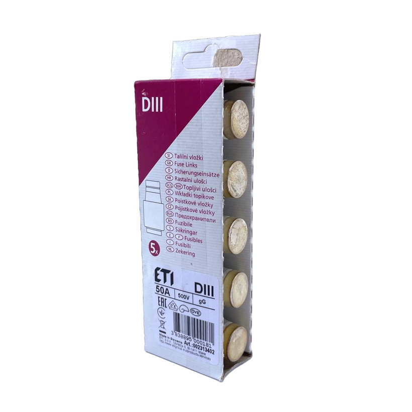 DIII T 50A válcová pojistka pomalá