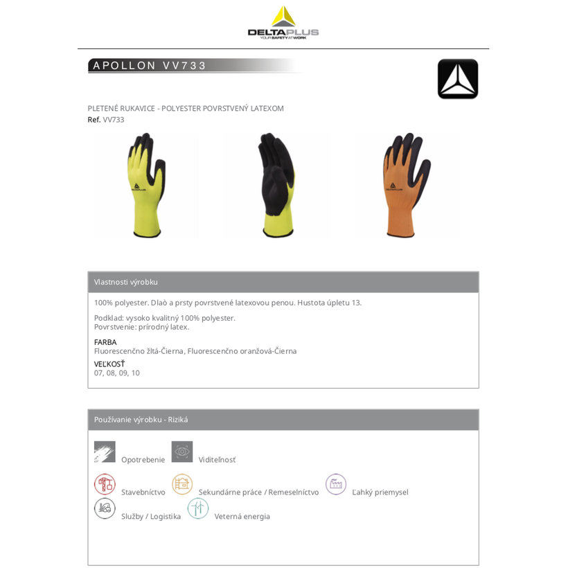 Pracovní rukavice APOLLON VV733 oranžové 08