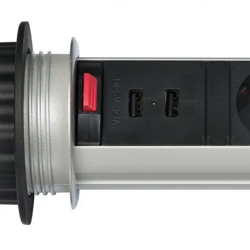 Inovativní stolová zásuvka Tower Power s USB-nabíječkou 2m