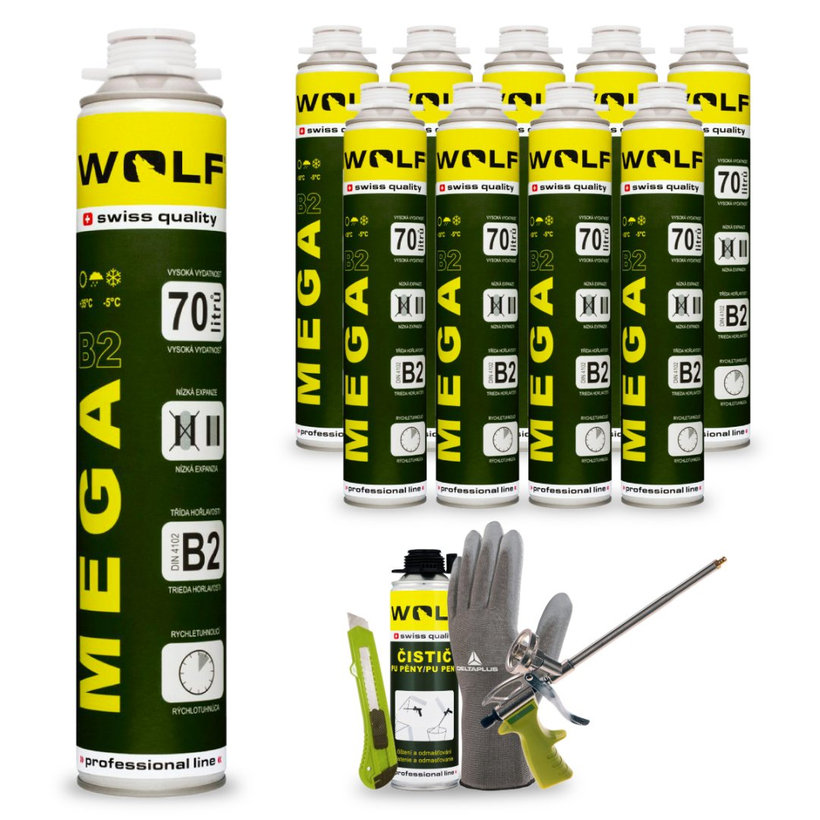 Montážní (PUR) pěna MEGA pistolová NÍZKOEXPANZNÍ - 10 ks MEGA PACK 870ml