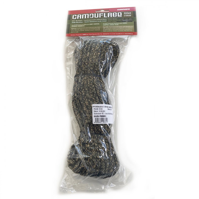 Polypropylenová šňůra pletená bez jádra CAMOUFLAGE 20m 8mm