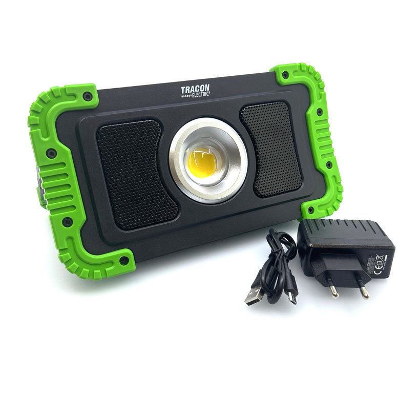 Akumulátorový montážní LED reflektor s reproduktorem Bluetooth