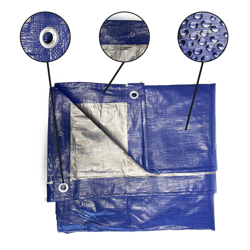 Plachta krycí 2x8m modro-stříbrná 200g/m²