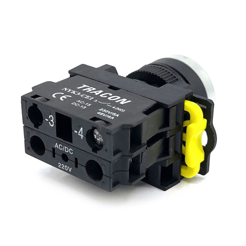 Tlačítkový spínač podsvícený žlutý