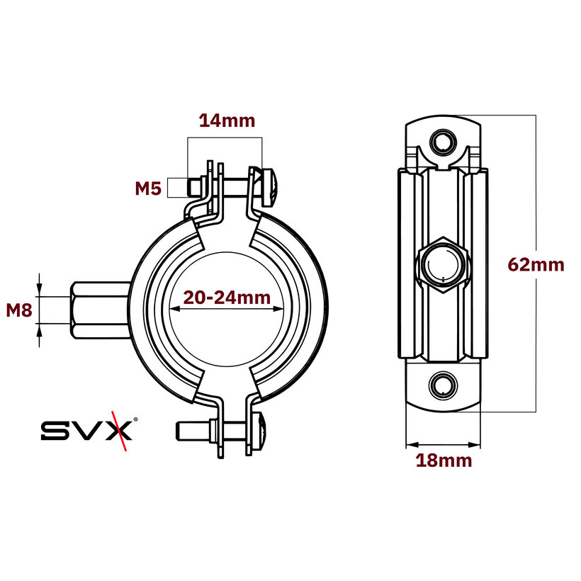 Objímka dvoušroubová 20-24mm