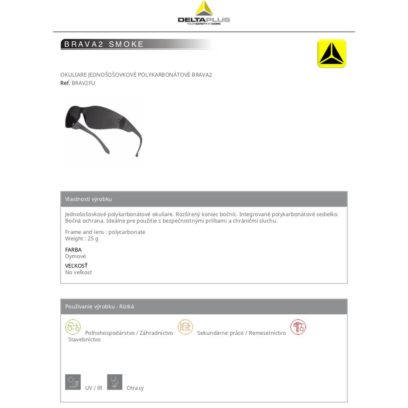 Pracovní brýle BRAVA2 SMOKE