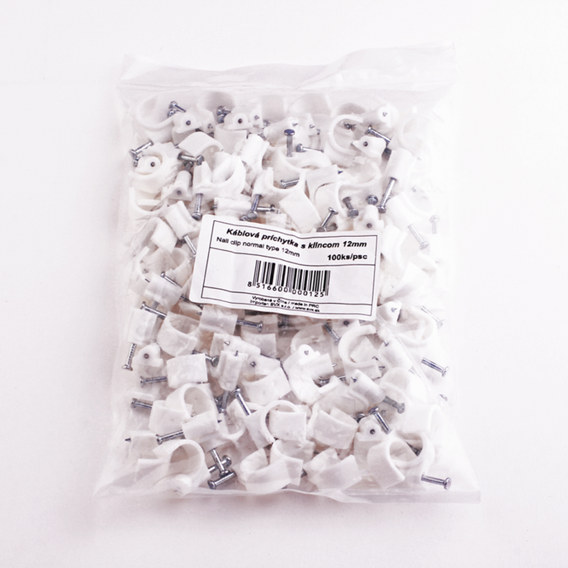 Kabelážní příchytka oválná bílá 10mm