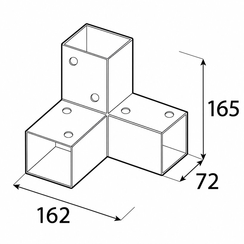Spojka čtvercového nosníku GPY 70 černá 162x72x165 mm
