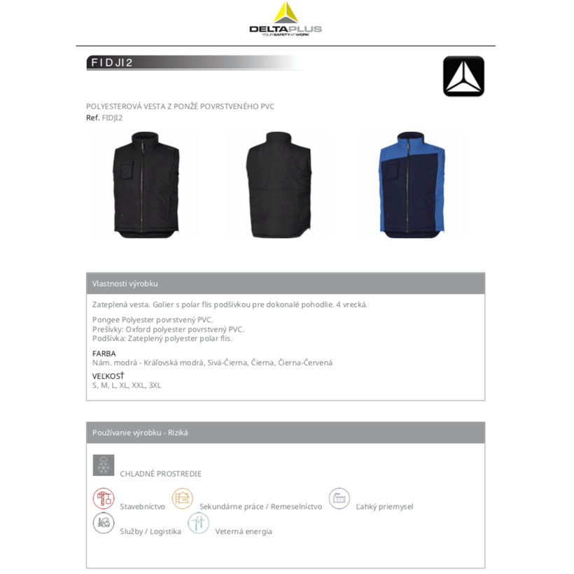 Pracovní vesta FIDJI2 černá XXL