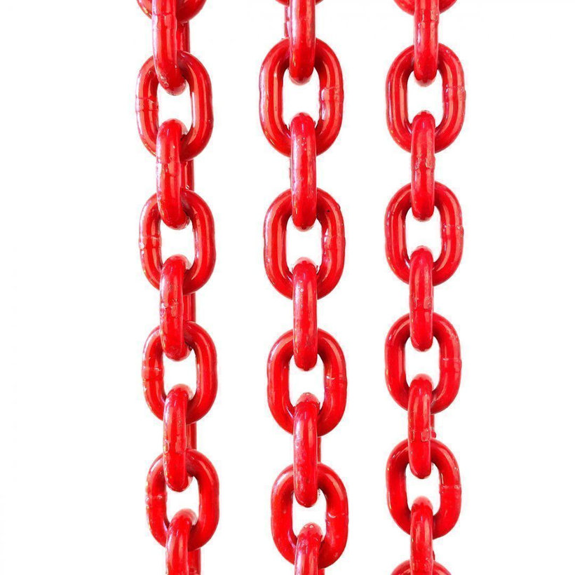 Řetězový závěs oko-3 háky tř 80 se zkracovačem (1,5 m, 4250/3000 kg, 8 mm, červená)