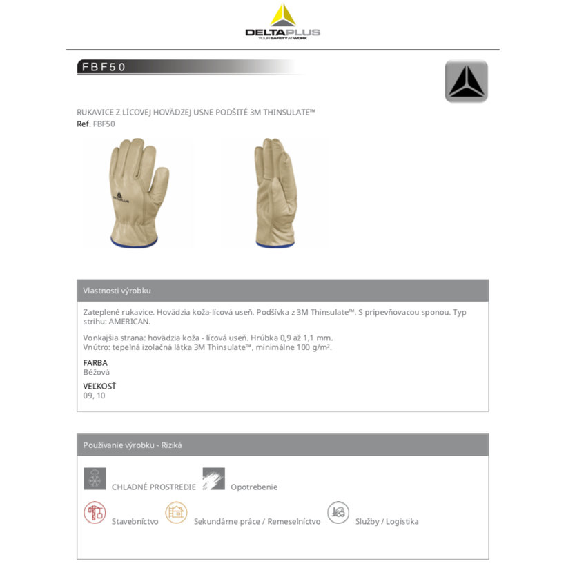 Zateplené pracovní rukavice FBF50 09