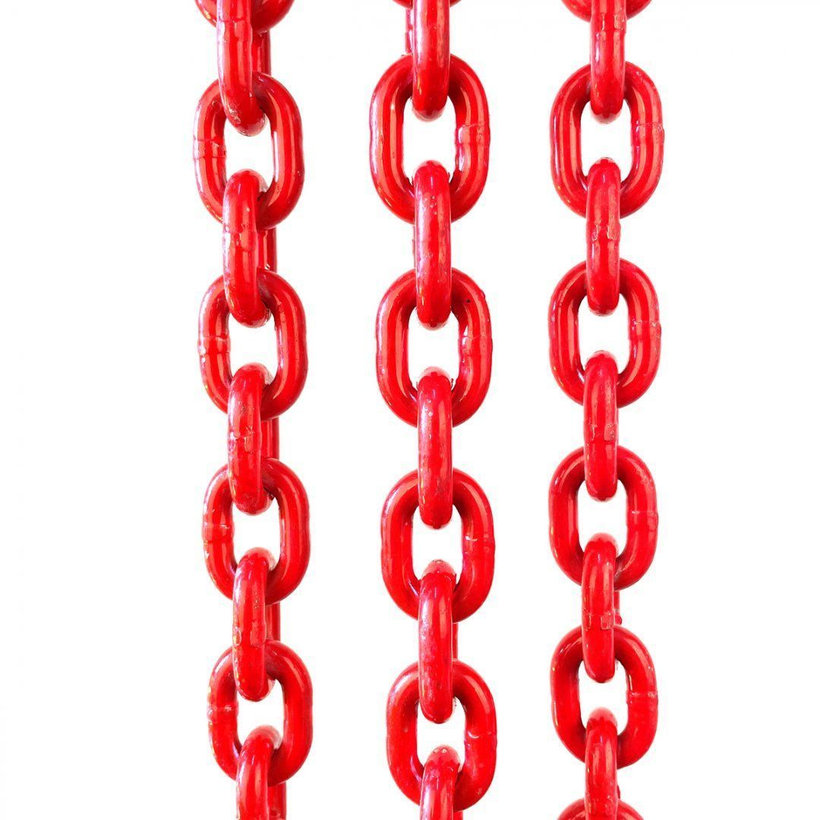 Řetězový závěs oko-3 háky tř 80 se zkracovačem (2,5 m, 2360/1700 kg, 6 mm, červená)