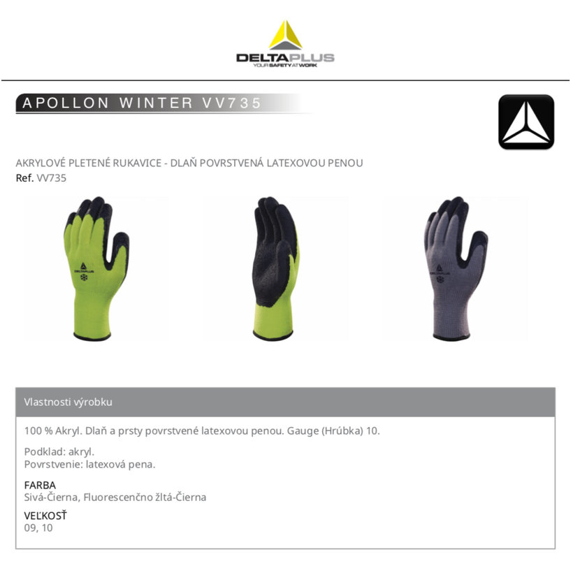 Zateplené pracovní rukavice APOLLON WINTER VV735 žluté 10