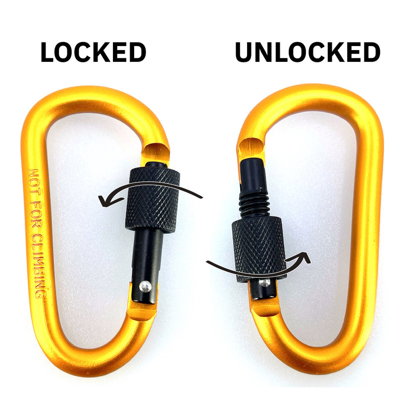 Hliníková karabina s pojistkou - žlutá