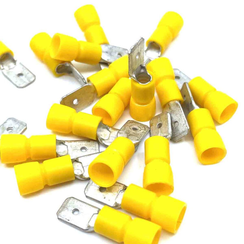 Izolované Cu lisovací kolíky ploché žluté 6mm²