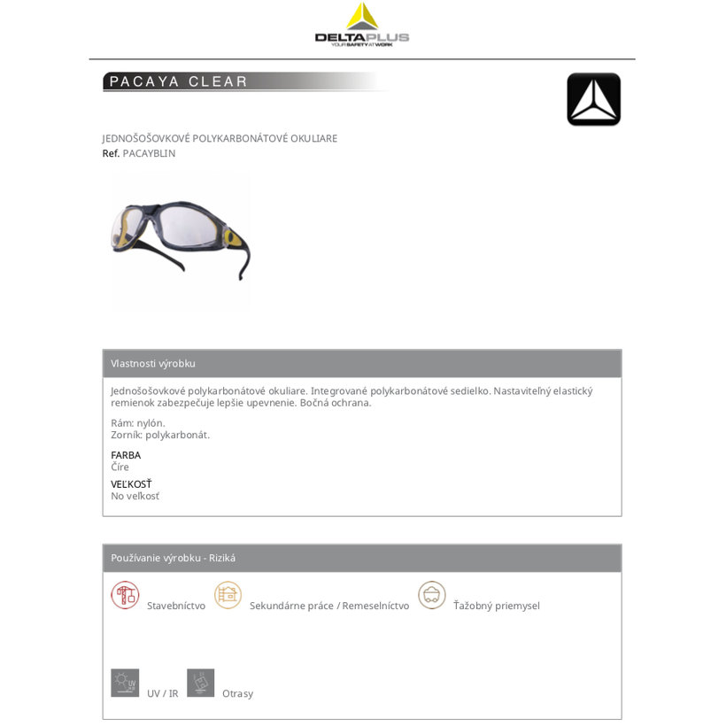 Pracovní brýle PACAYA CLEAR