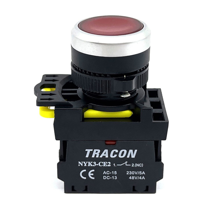 Tlačítkový spínač podsvícený červený