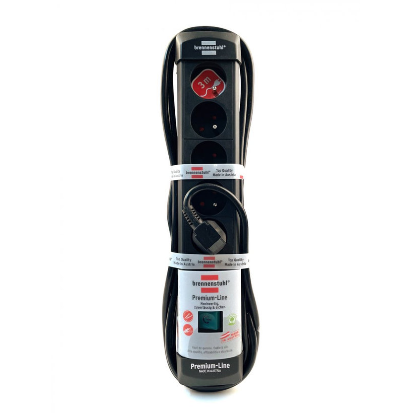 Prodlužovací kabel 6-zásuvkový s vypínačem černý 3m