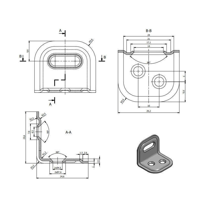 Úhelník nastavitelný FKS 1 25x25x29mm