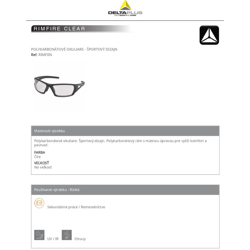 Pracovní brýle RIMFIRE CLEAR