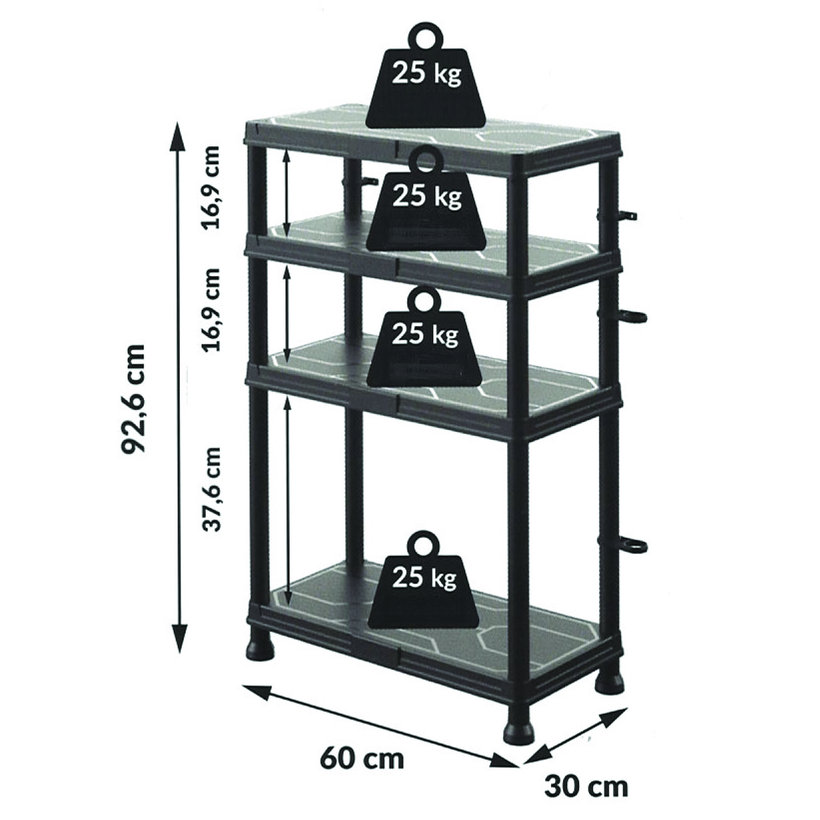 Plastový regál 60×30x92,6cm – 4 police
