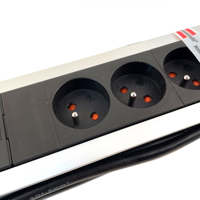 Prodlužovací kabel 6-zásuvkový, Premium-Alu-Line s USB nabíječkou 3m