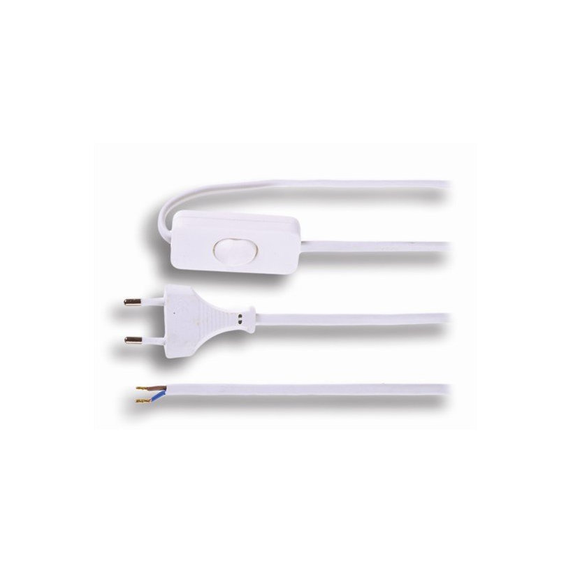 Flexo šňůra 3m 2x0,75 bílá plochá - vypínač