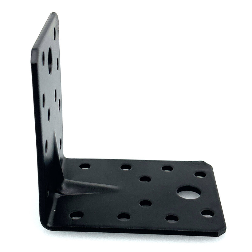 Úhelník s prolisem - černý 10ks 70x70x55x2,5mm
