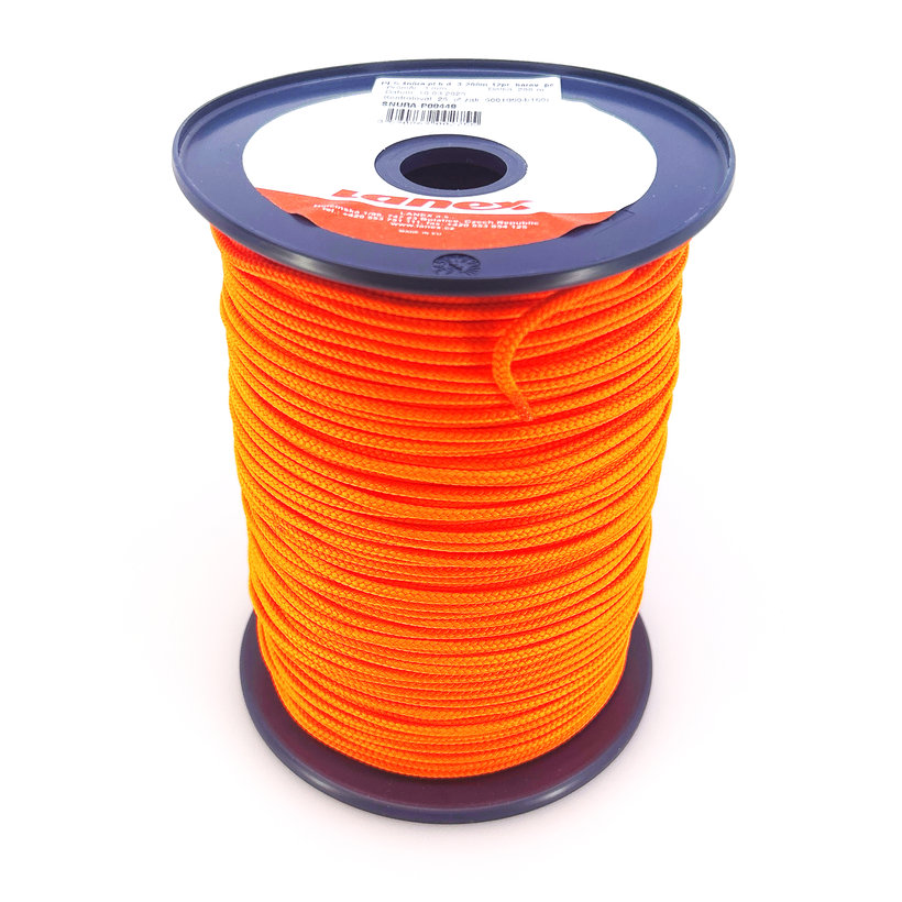 PES 3mm šňůra splétaná bez jádra barevná