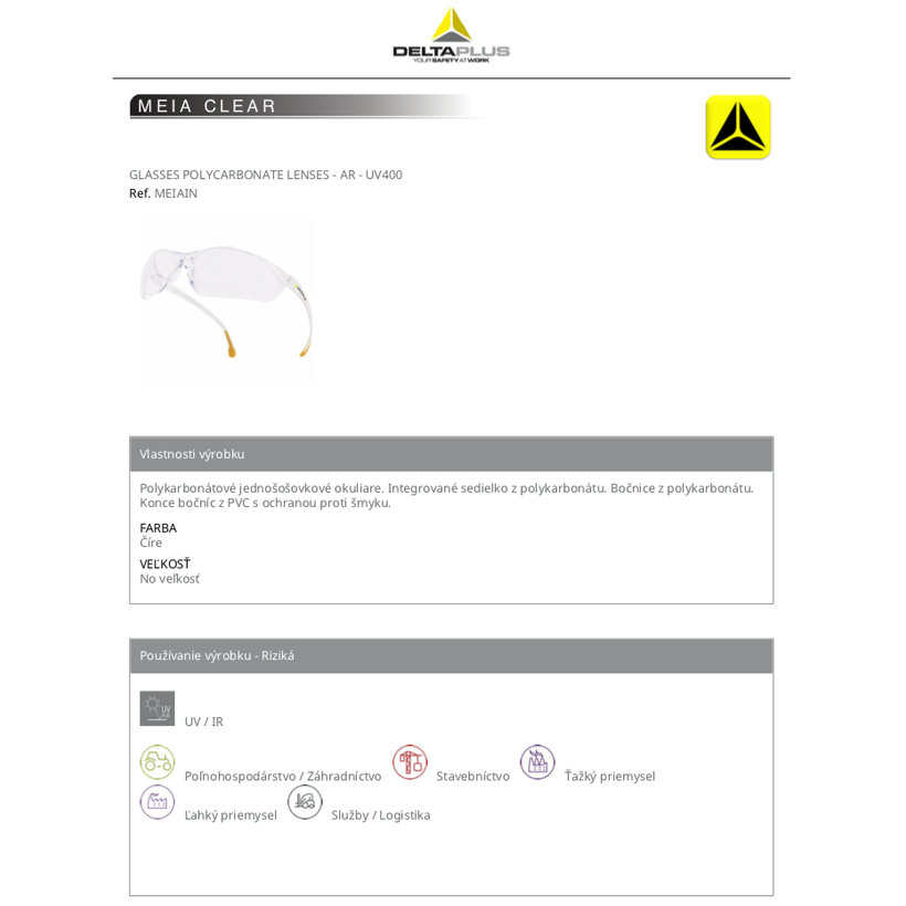 Pracovní brýle MEIA CLEAR