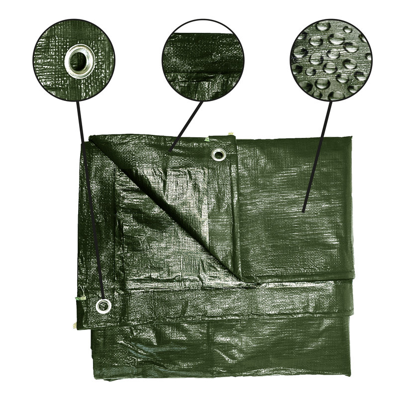 Plachta krycí 5x8m tmavě zelená 65g/m²