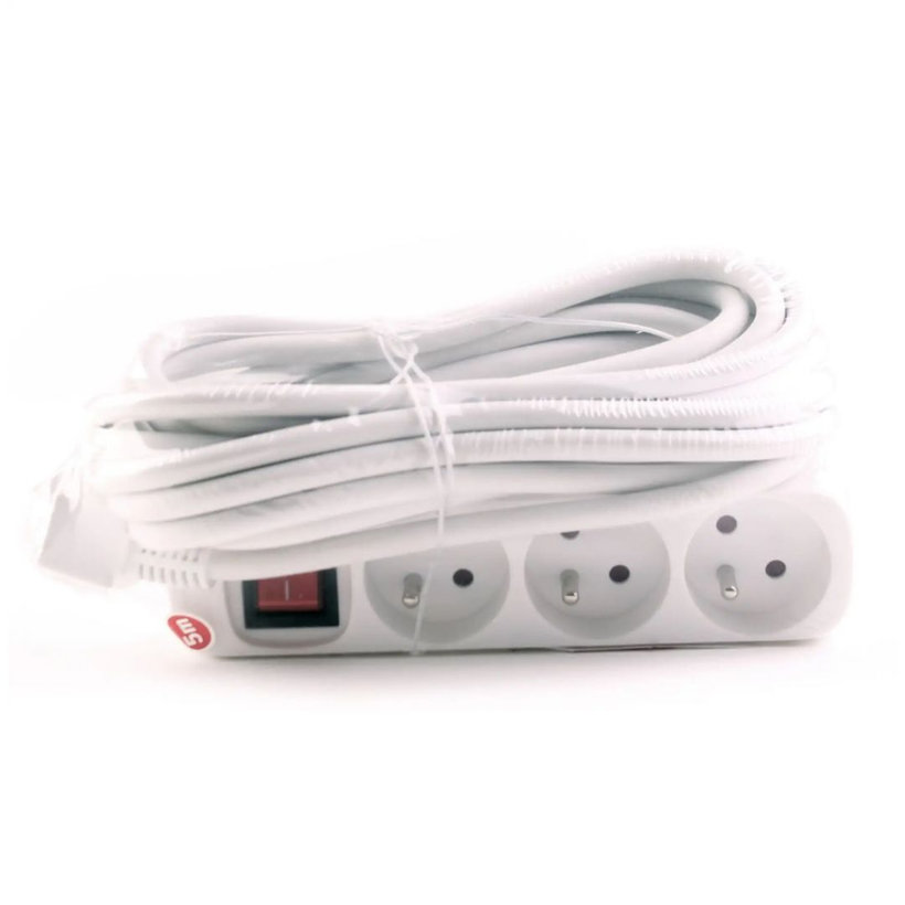 Prodlužovací kabel 16A bílý s vypínačem 3 zásuvky 5m 3G1,5