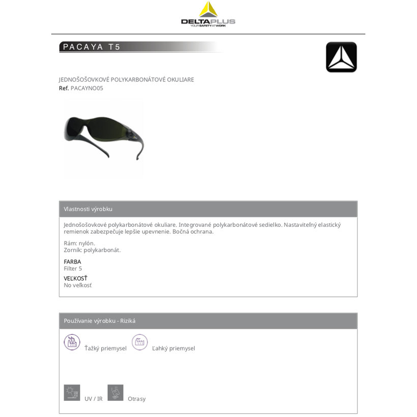 Sluneční svářečské brýle PACAYA T5