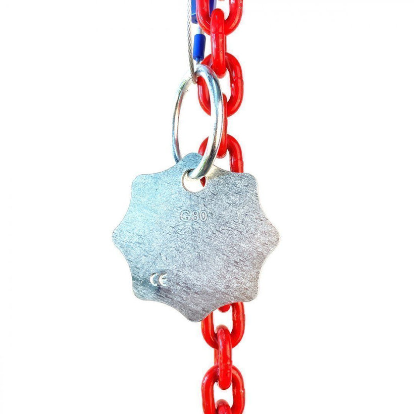 Řetězový závěs oko-hák tř 80 se zkracovačem (2,5 m, 3150 kg, 10 mm, červená)