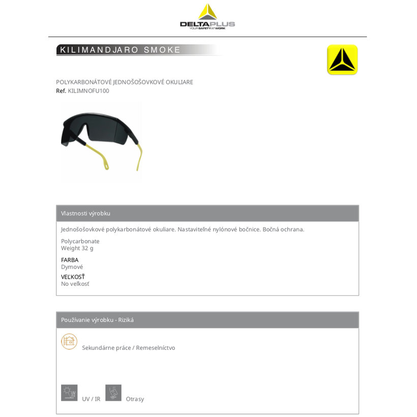 Pracovní brýle KILIMANDJARO SMOKE
