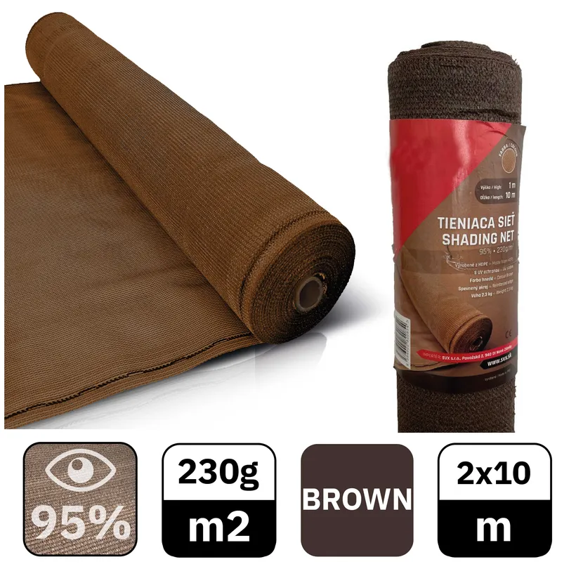 Stínící síť hnědá 95% - délka 10m - výška 2m