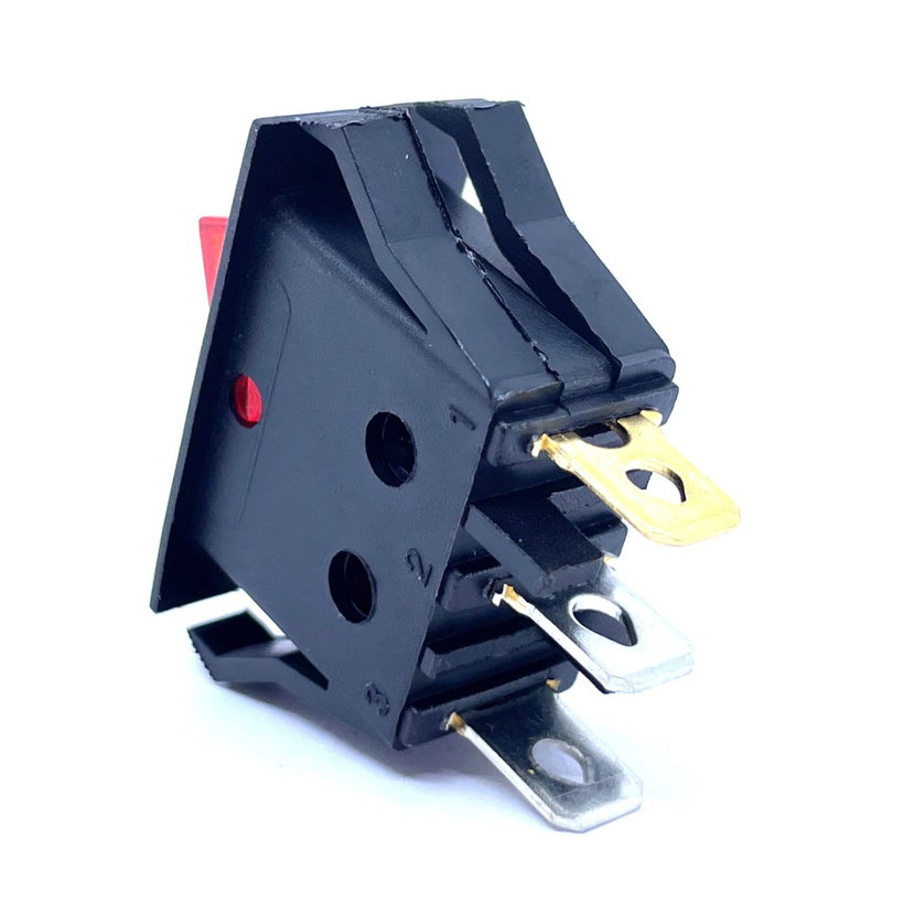 Kolébkový vypínač ON-OFF červený podsvětlený, 16A, 250V