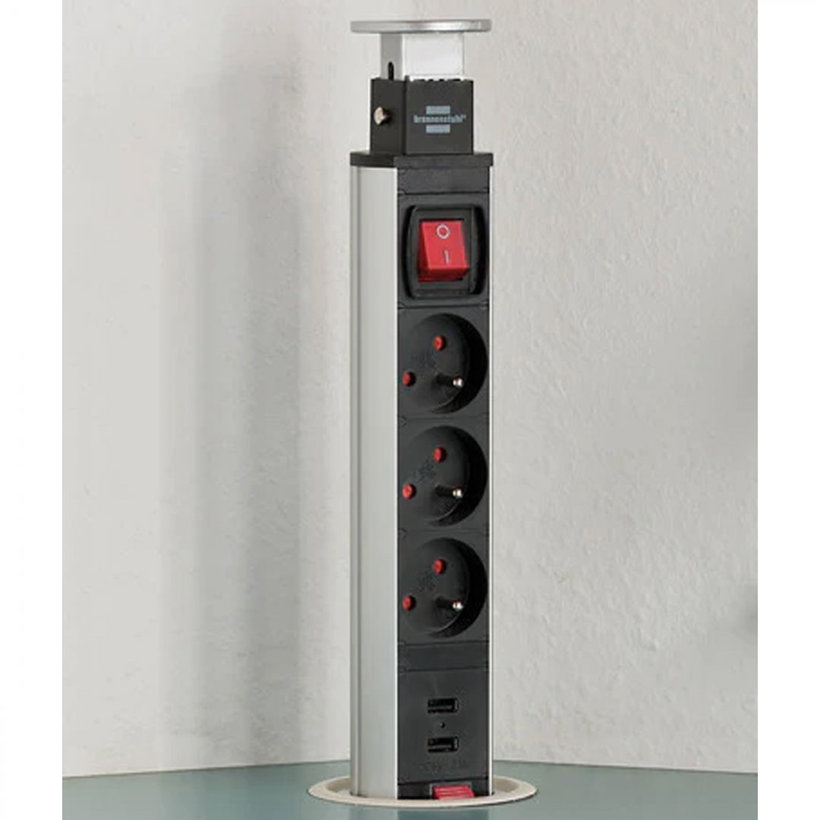 Inovativní stolová zásuvka Tower Power s USB-nabíječkou 2m
