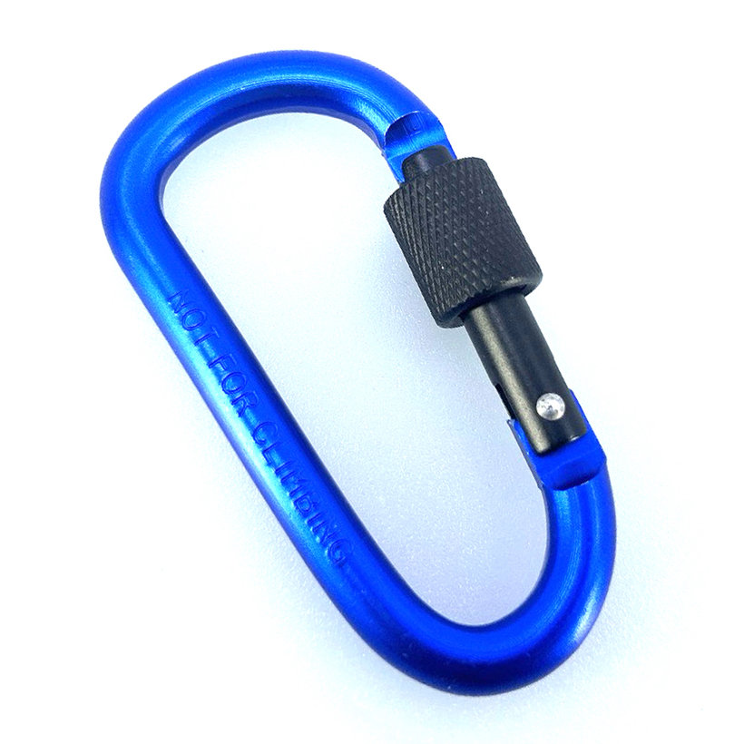 Hliníková karabina s pojistkou - modrá